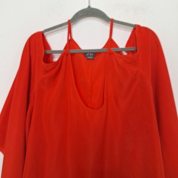 Dots Red Romantic Coquette Kimono Sleeve Cold Shoulder Pullover Blouse Size 3X - Picture 2 of 12